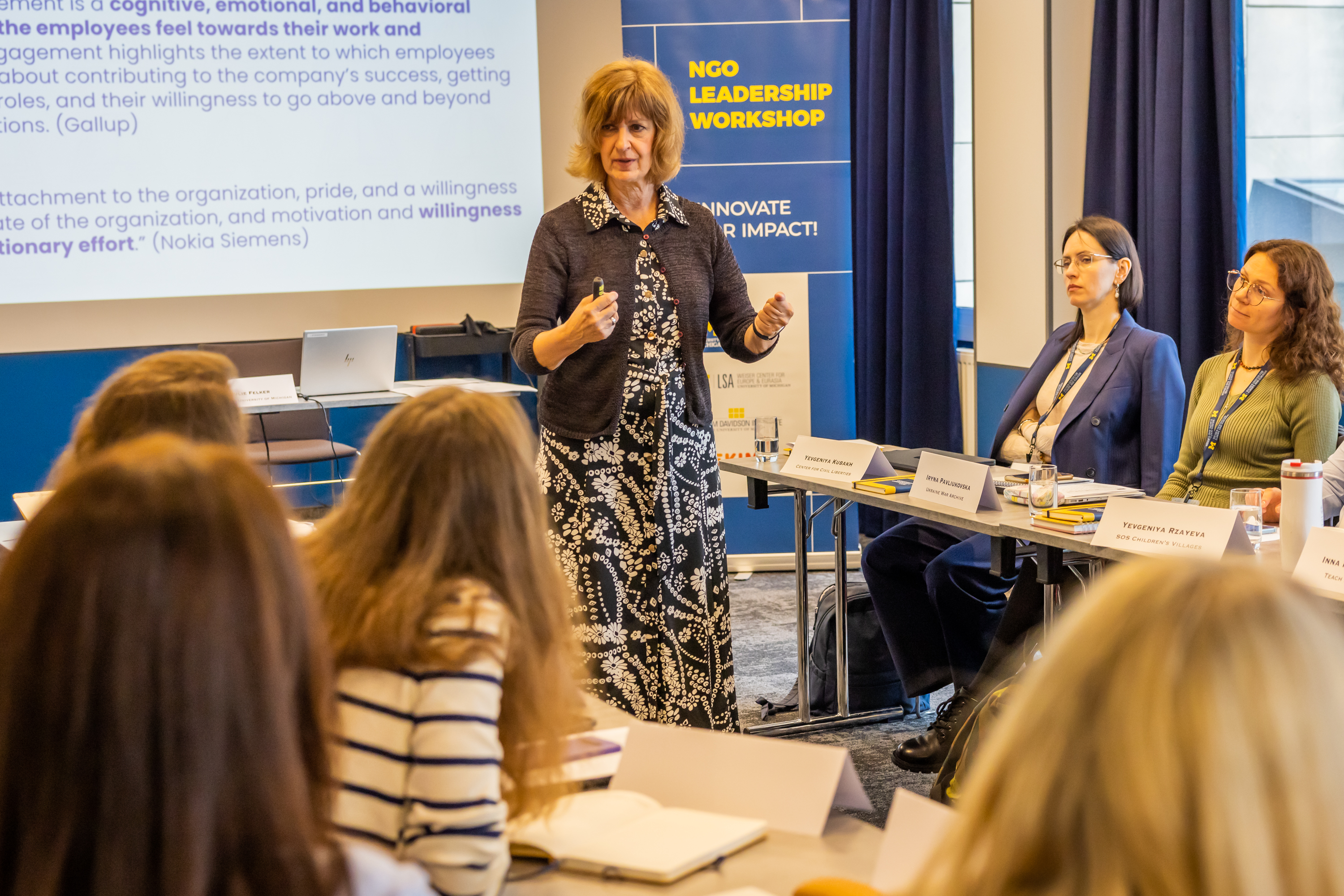 Professor presenting to attendees of the NGO leadership workshop