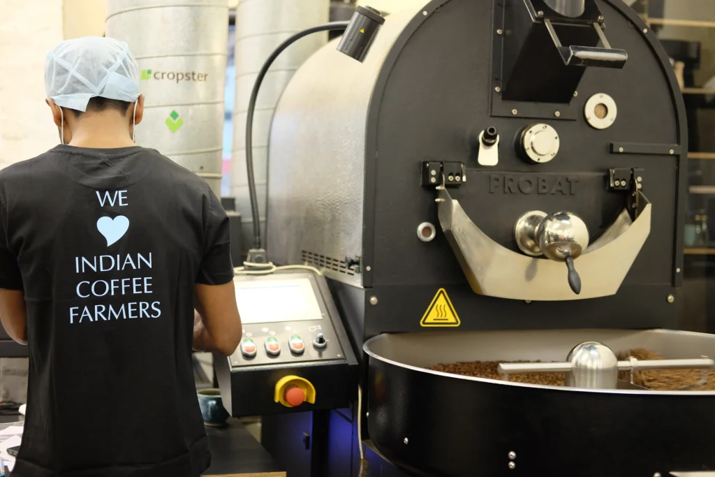 An employee with Blue Tokai Coffee Roasters. Image courtesy of the company.