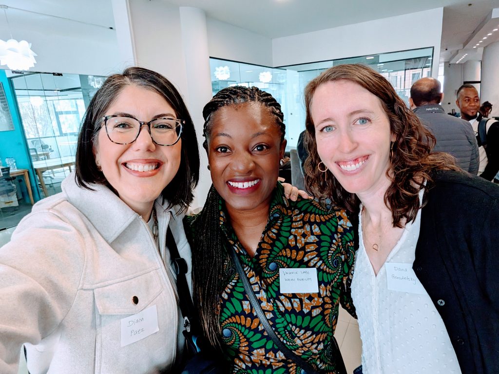 Diana Páez, WDI Senior Director of Energy & Mobility, and Wahu CEO Valerie Labi, and Dana Gorodetsky, Dana Gorodetsky, WDI Program Manager, Energy & Mobility.