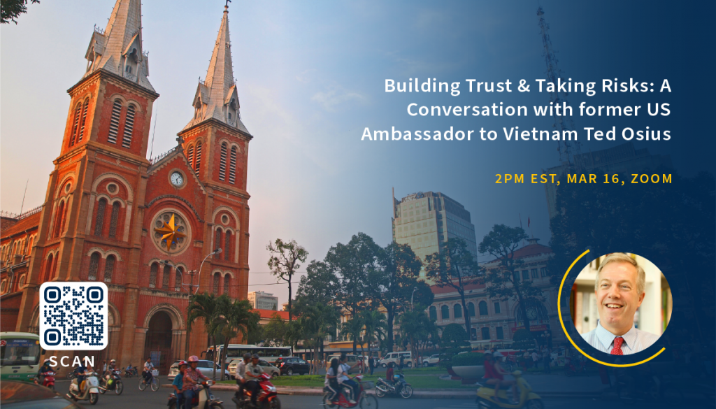 Cathedral in Vietnam and title of discussion by Ted Osius