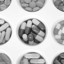 Cups of medical pills