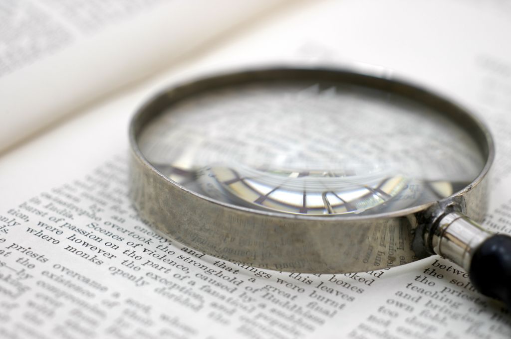 Magnifying glass on page