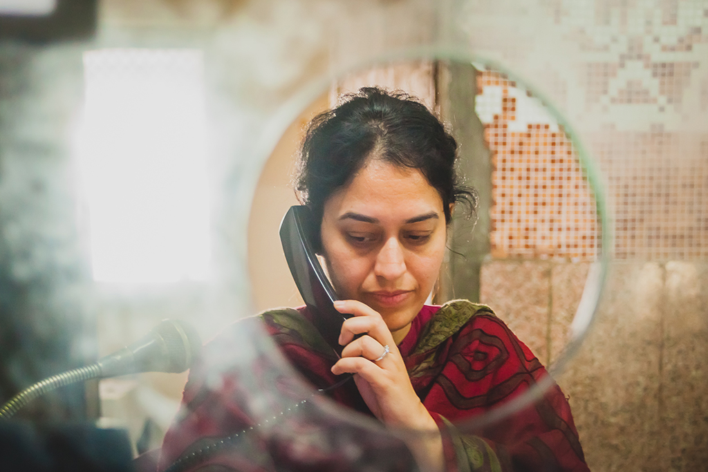 Woman on the phone in India